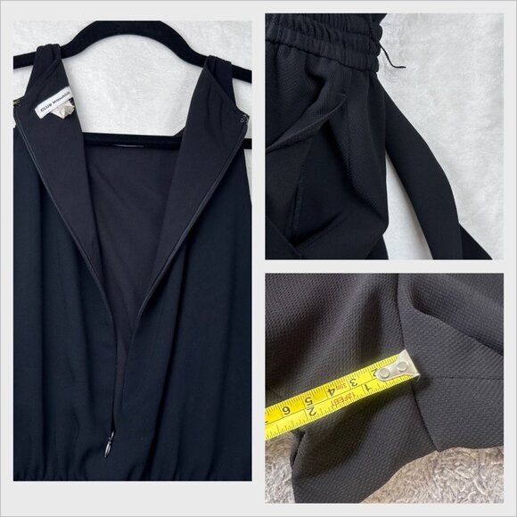 Club Monaco Black Belted Sleeveless Halter Mini Romper Sz 4 Flowy Tailored Soft - Picture 15 of 16